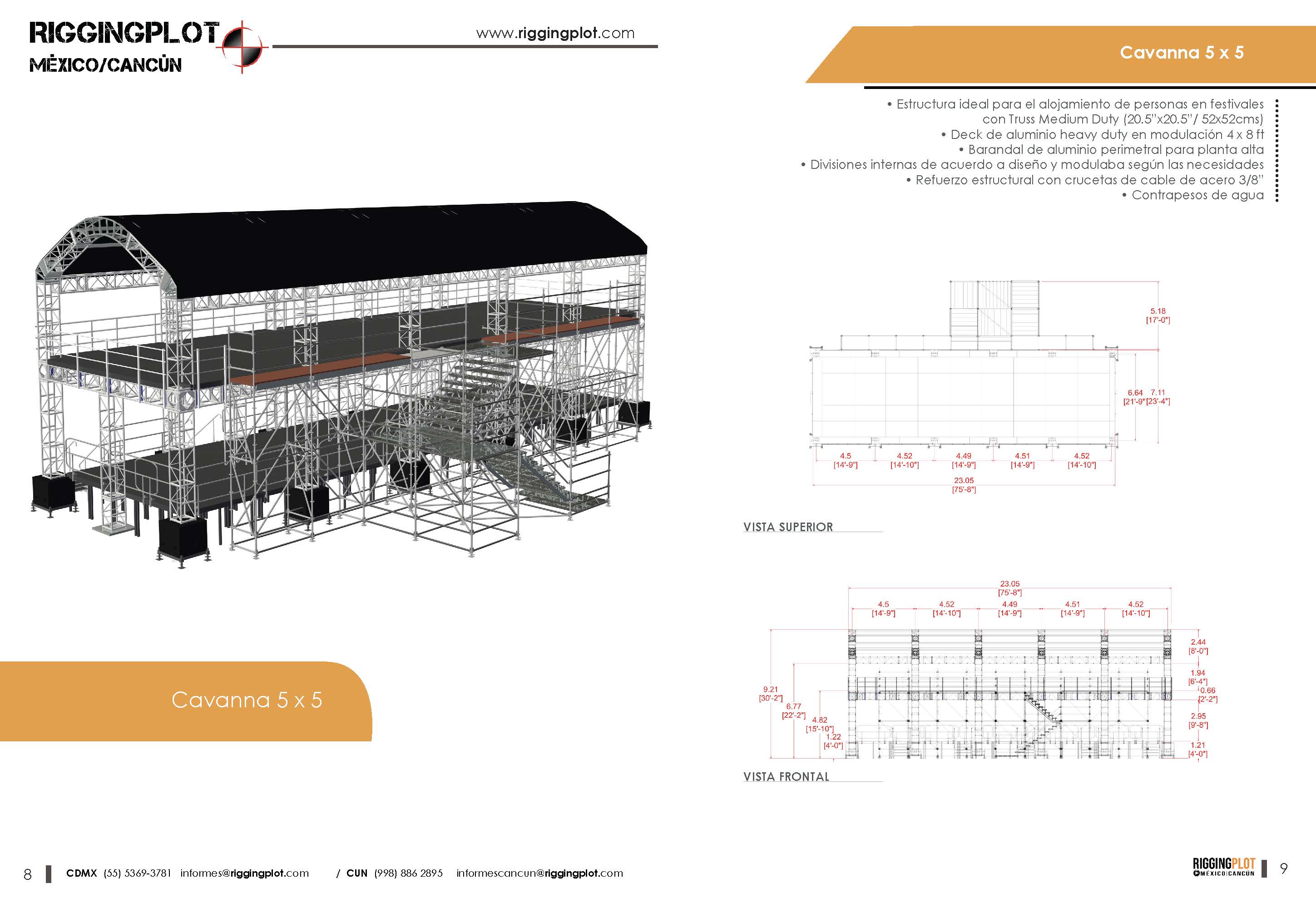 ficha técnica HOSPITALITY POLIGONAL 15 METROS CON CUBIERTA LOSBEGER