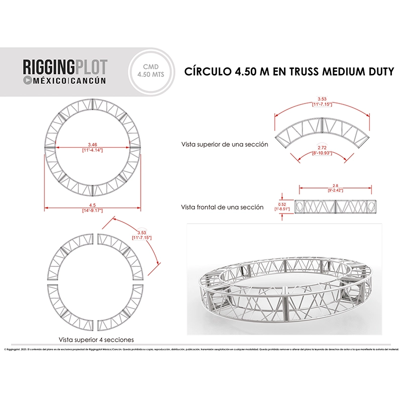 círculo en truss de aluminio medium duty 4.50mts