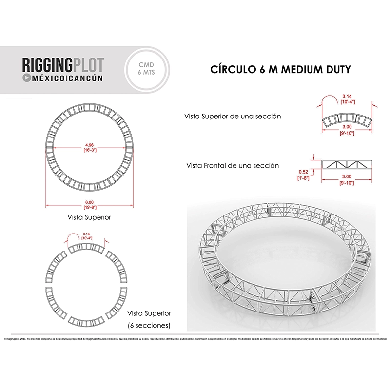 círculo en truss de aluminio medium duty 6.00mts