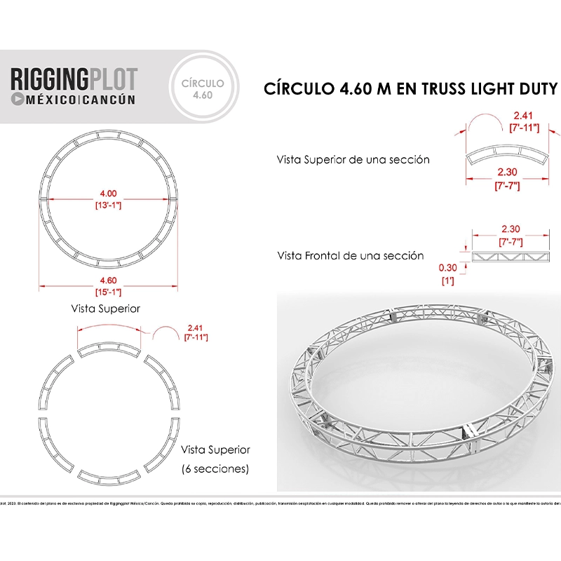 círculo en truss de aluminio mk 4.60mts
