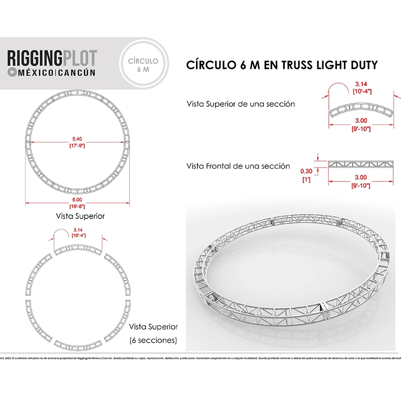 círculo en truss de aluminio mk 6.00mts