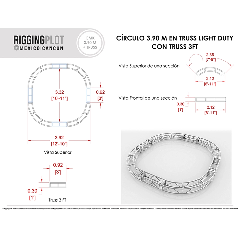 círculo en truss de aluminio mk 3.90mts