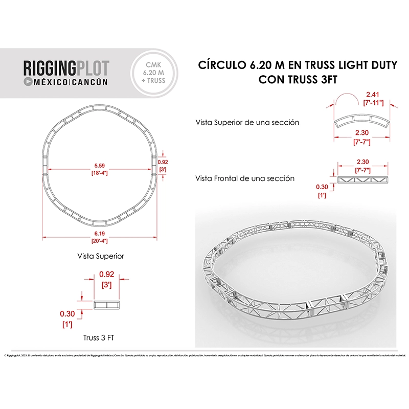 círculo en truss de aluminio mk 6.20mts