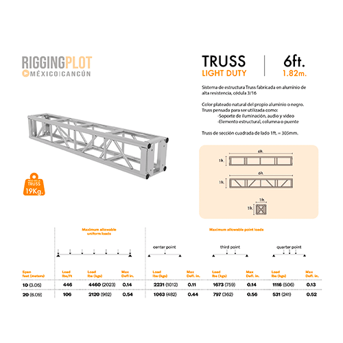 ficha tecnica truss ld light duty 6ft riggingplot mexico