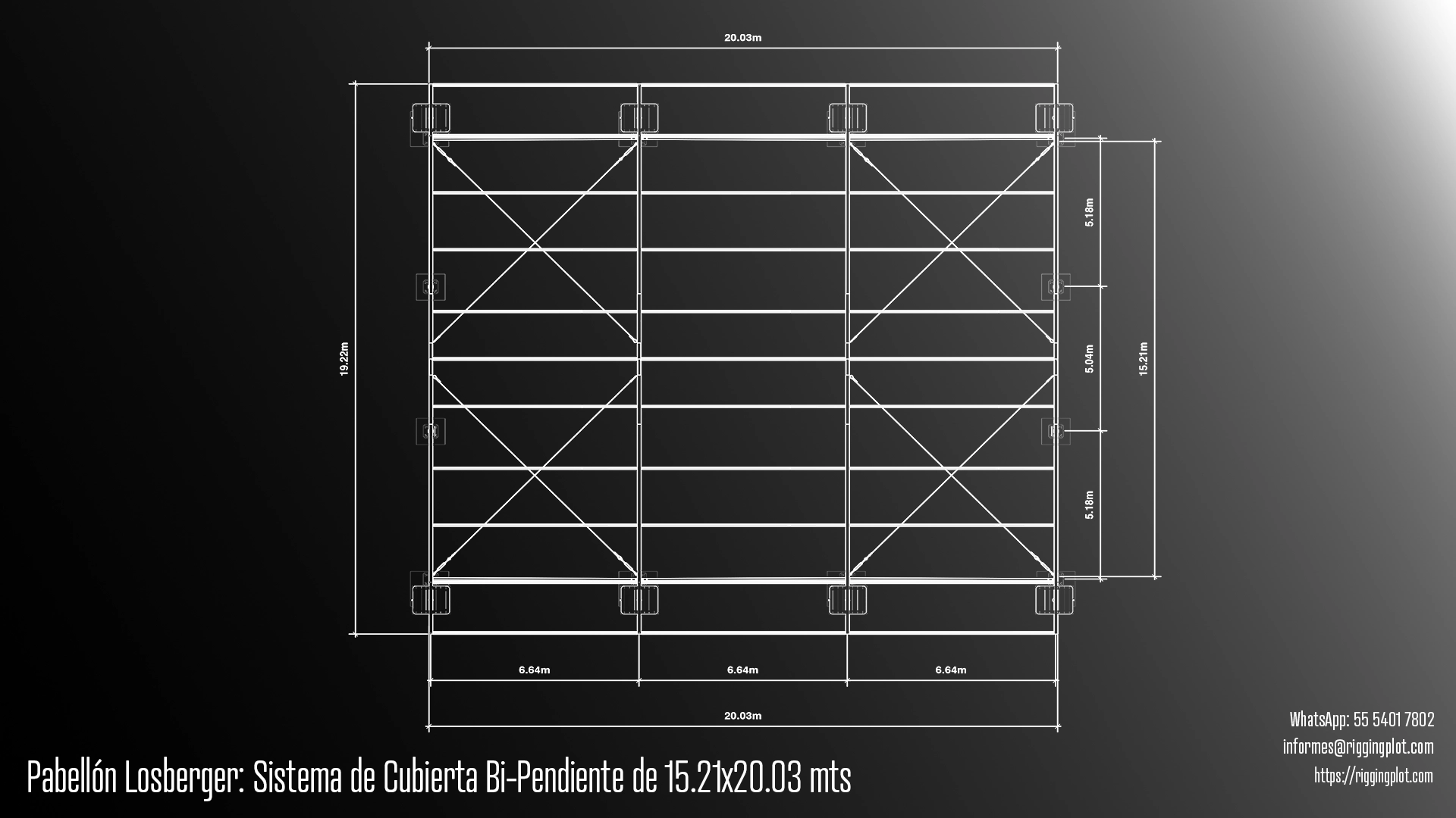 ficha tecnica carpa losberger 15.21*20.03mts planta mexico