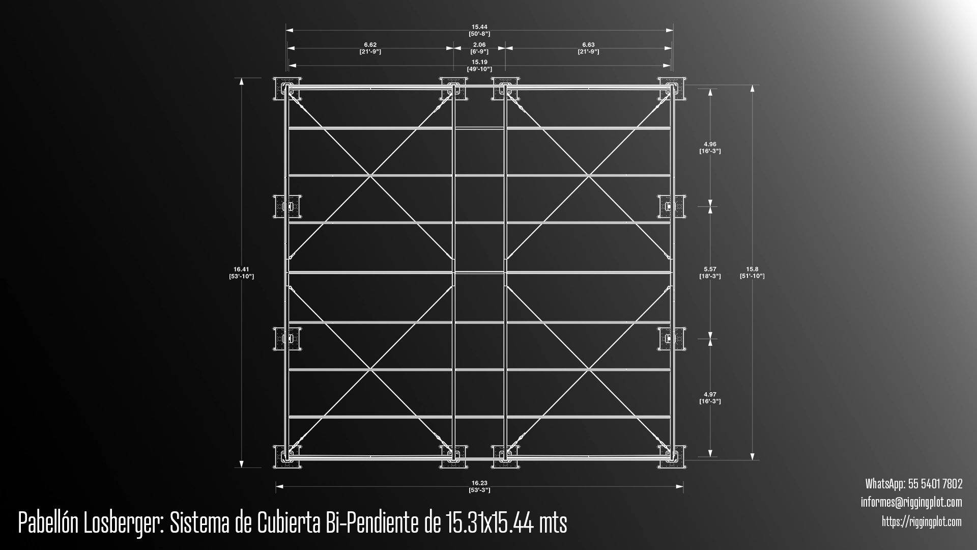 ficha tecnica carpa losberger 15.31x15.44mts planta mexico