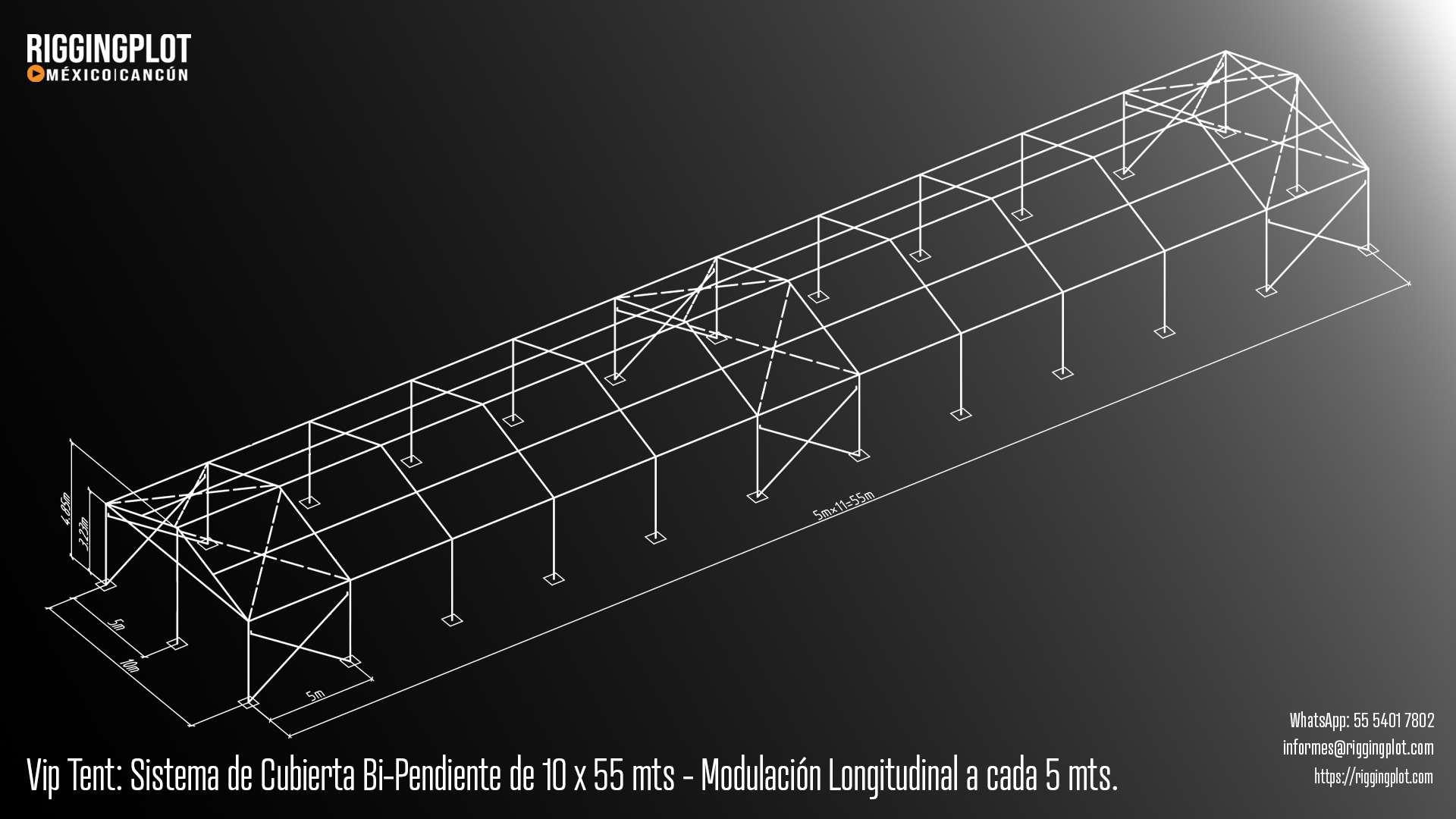 ficha tecnica carpa losberger 15.21 X 6.76mts planta mexico