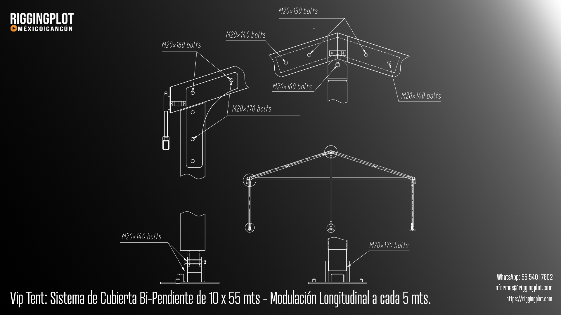 ficha tecnica carpa losberger 15.21 X 6.76mts planta mexico
