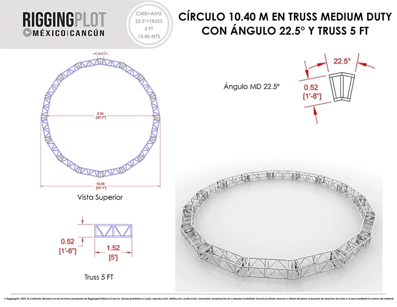 HEXADECÁGONO CON ÁNGULOS MD DE 22.5°