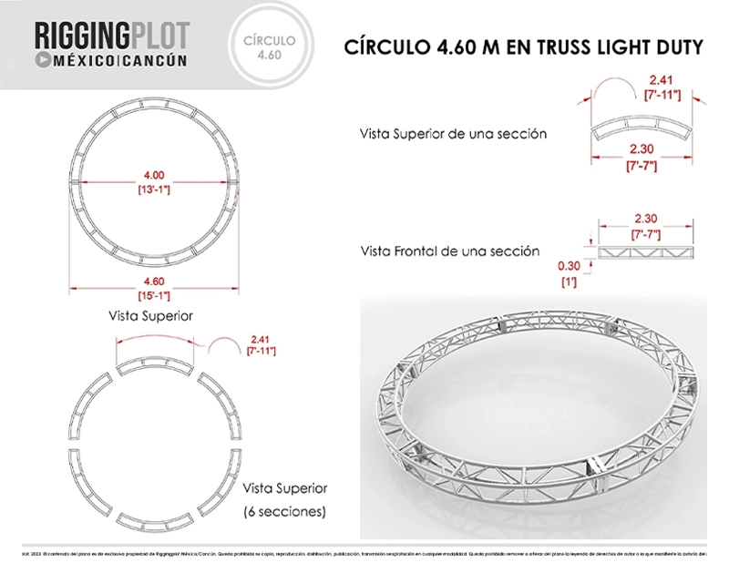 CÍRCULO EN TRUSS DE ALUMINIO MK DE 4.60MTS DE DIÁMETRO EN 6 SECCIONES