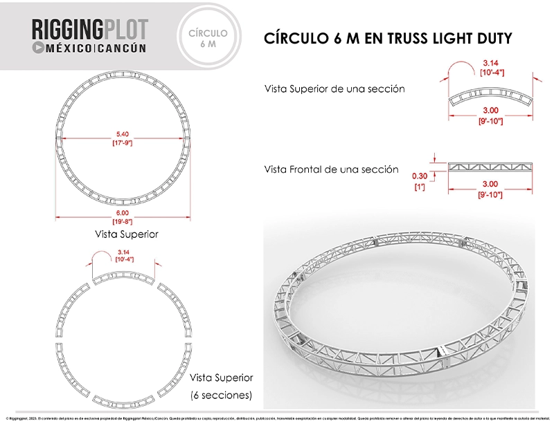 CÍRCULO EN TRUSS DE ALUMINIO MK DE 6.00MTS DE DIÁMETRO EN 6 SECCIONES