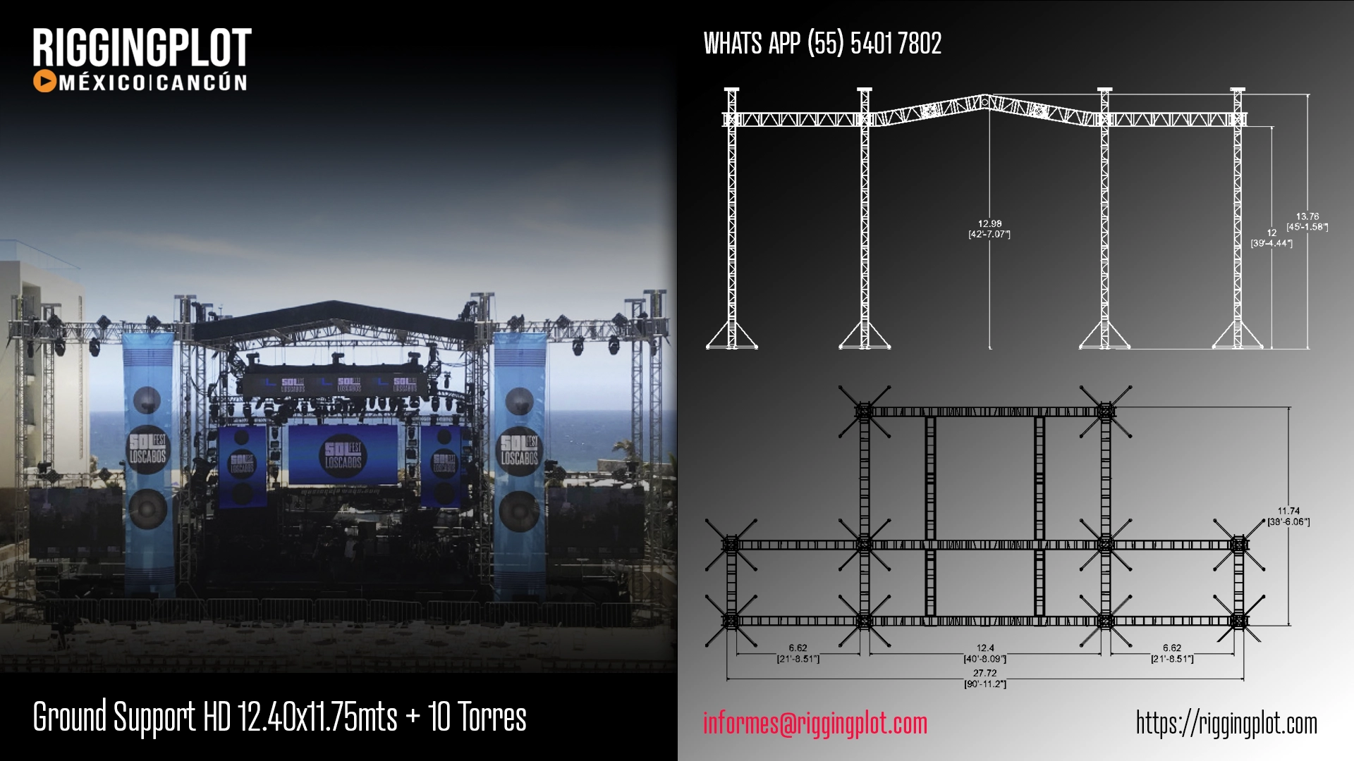 ficha técnica ground support hd 12.40x11.75mts riggingplot méxico