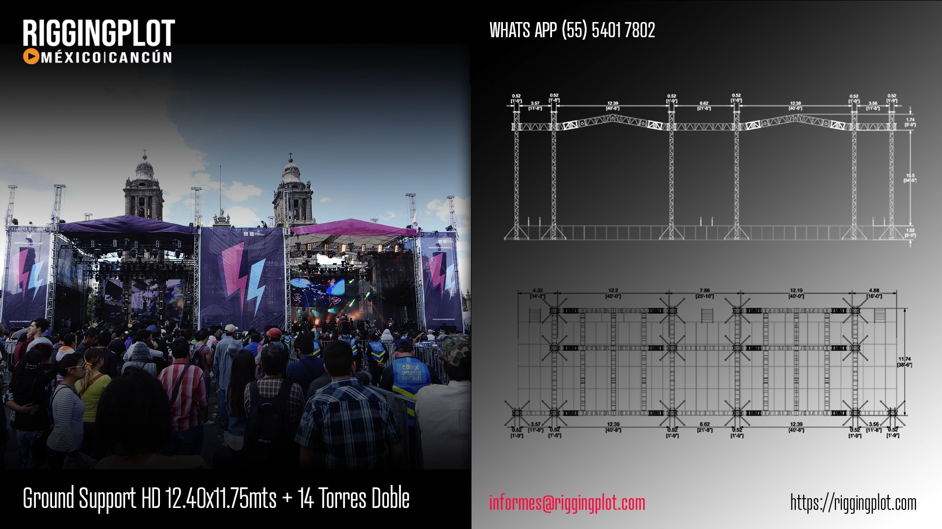 FICHA TÉCNICA GROUND SUPPORT HD SPIGOTED 12.40X11.75MTS 14 TORRES DOBLE MÉXICO