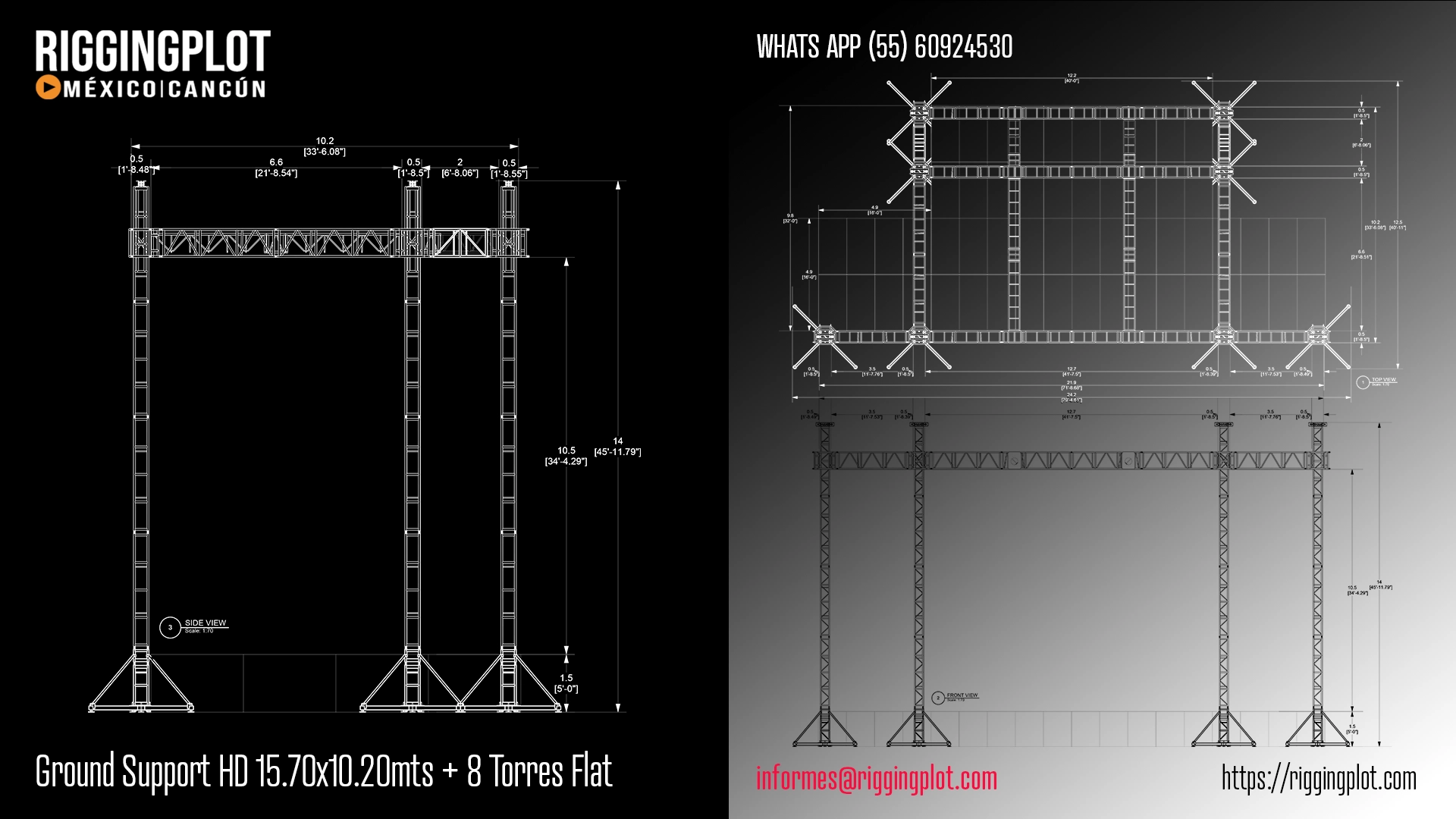 ficha tecnica ground support hd de 12.70x10.20mts con 8 torres flat mexico