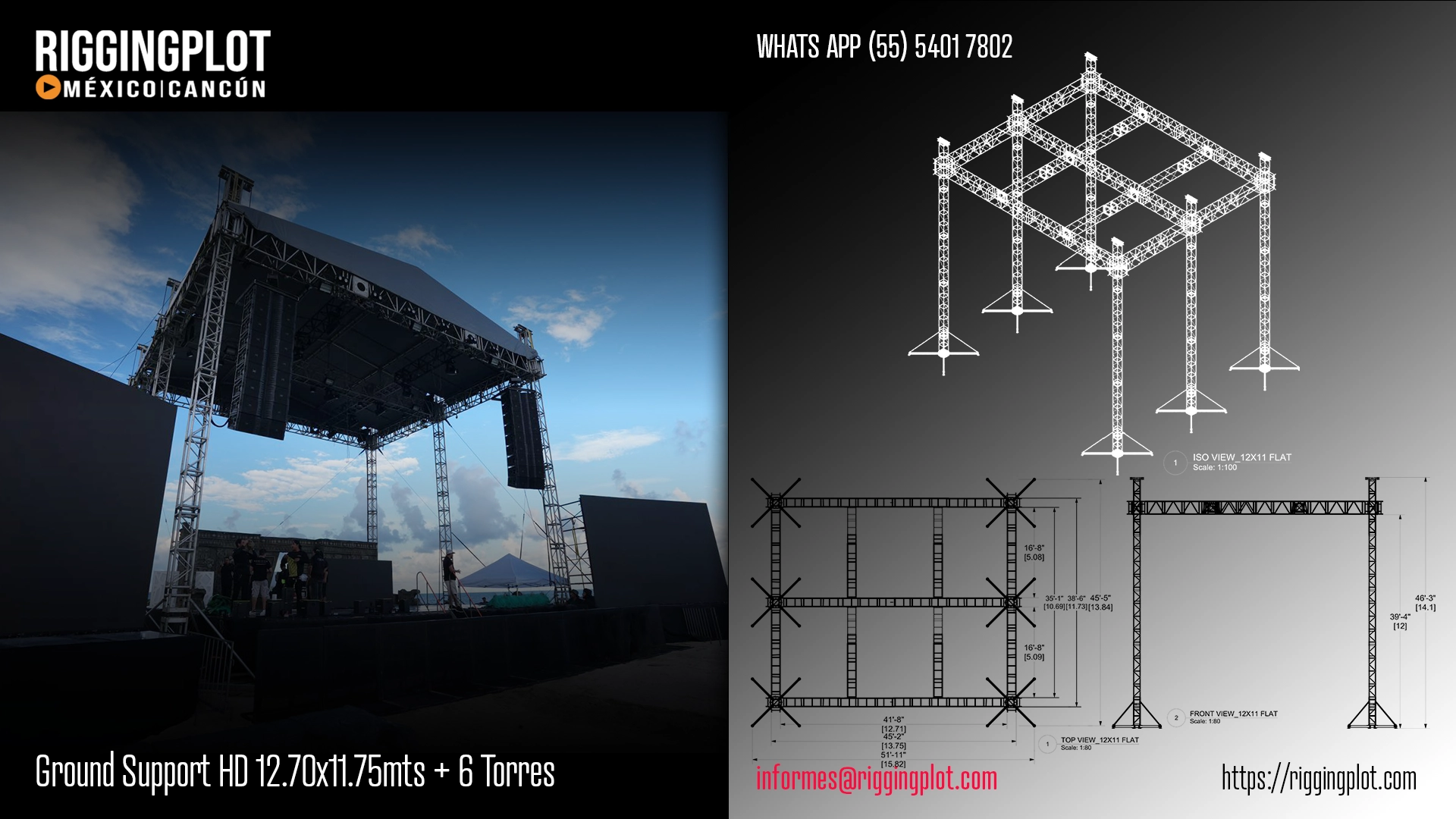 ficha tecnica ground support hd 12.70x11.70mts 6 torres mexico