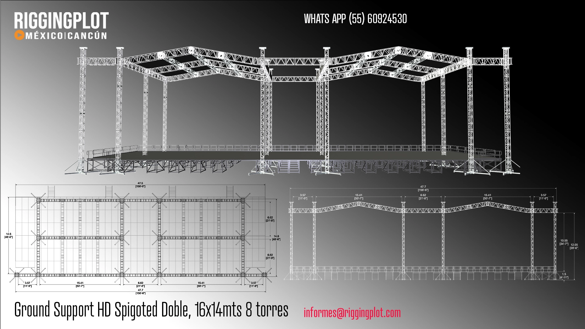 ficha técnica ground support hd 16x14mts doble riggingplot méxico