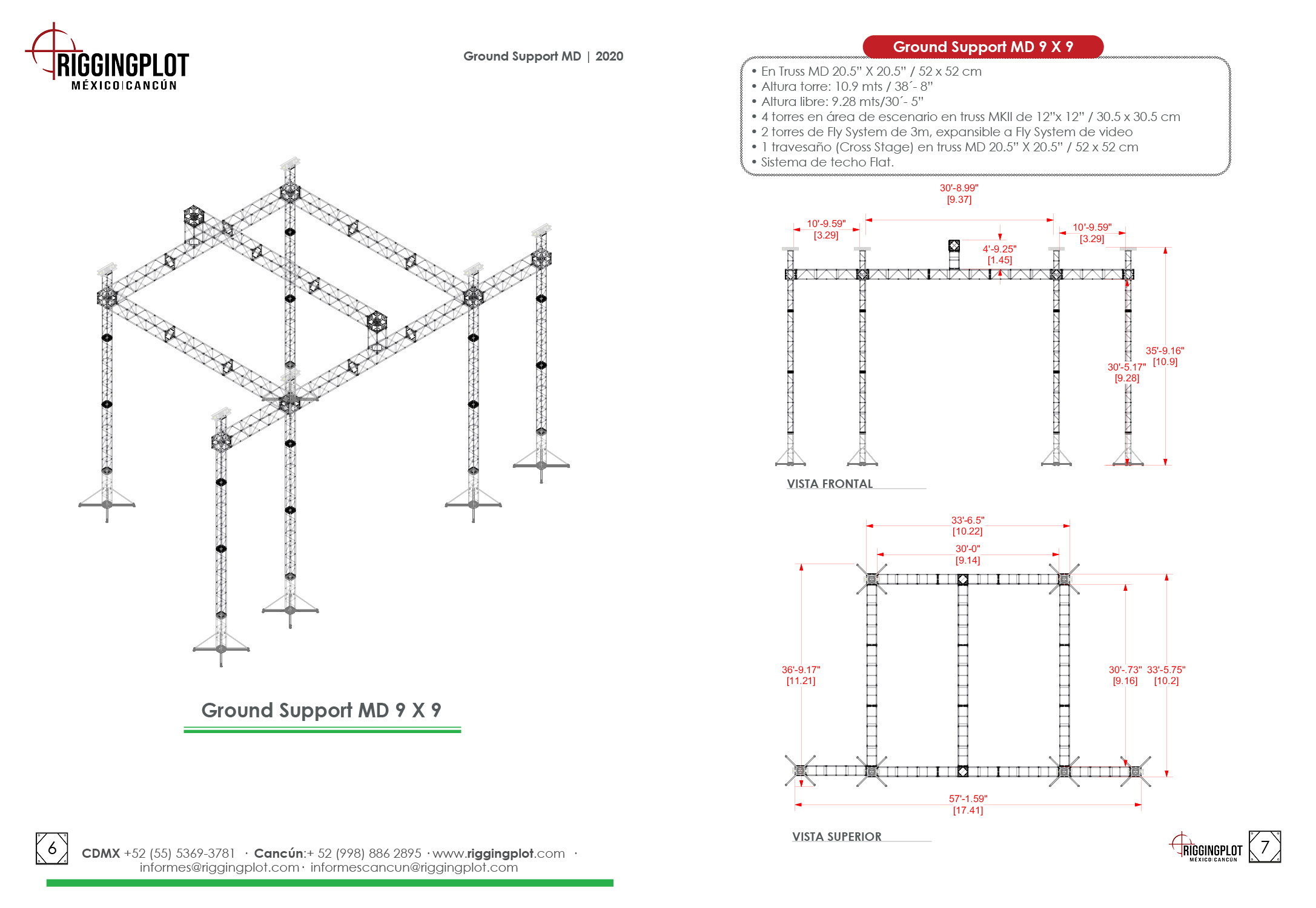 FICHA TÉCNICA GROUND SUPPORT MEDIUM DUTY 9.14X9.16MTS DE 6 TORRES MÉXICO
