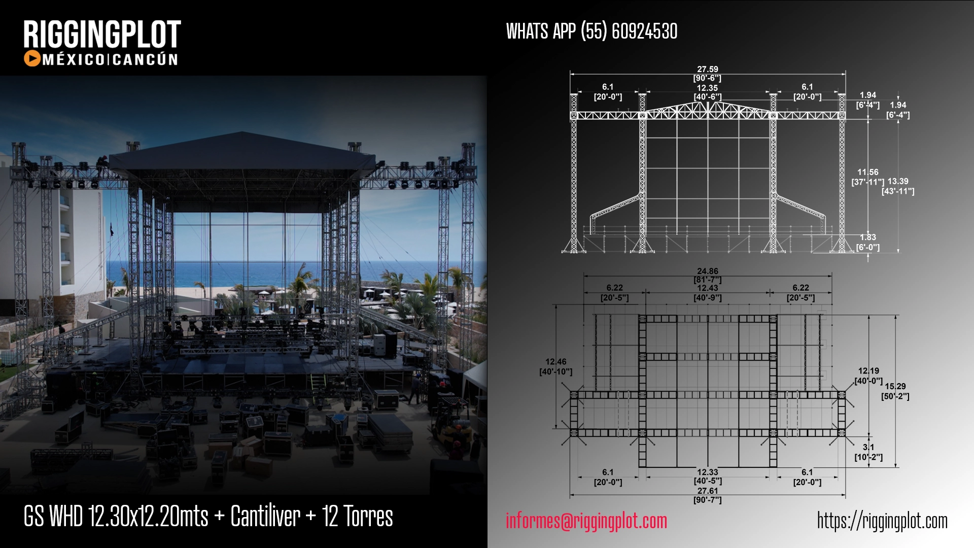 ficha tecnica ground support whd de 12.30x12.20mts cantiliver con 12 torres mexico