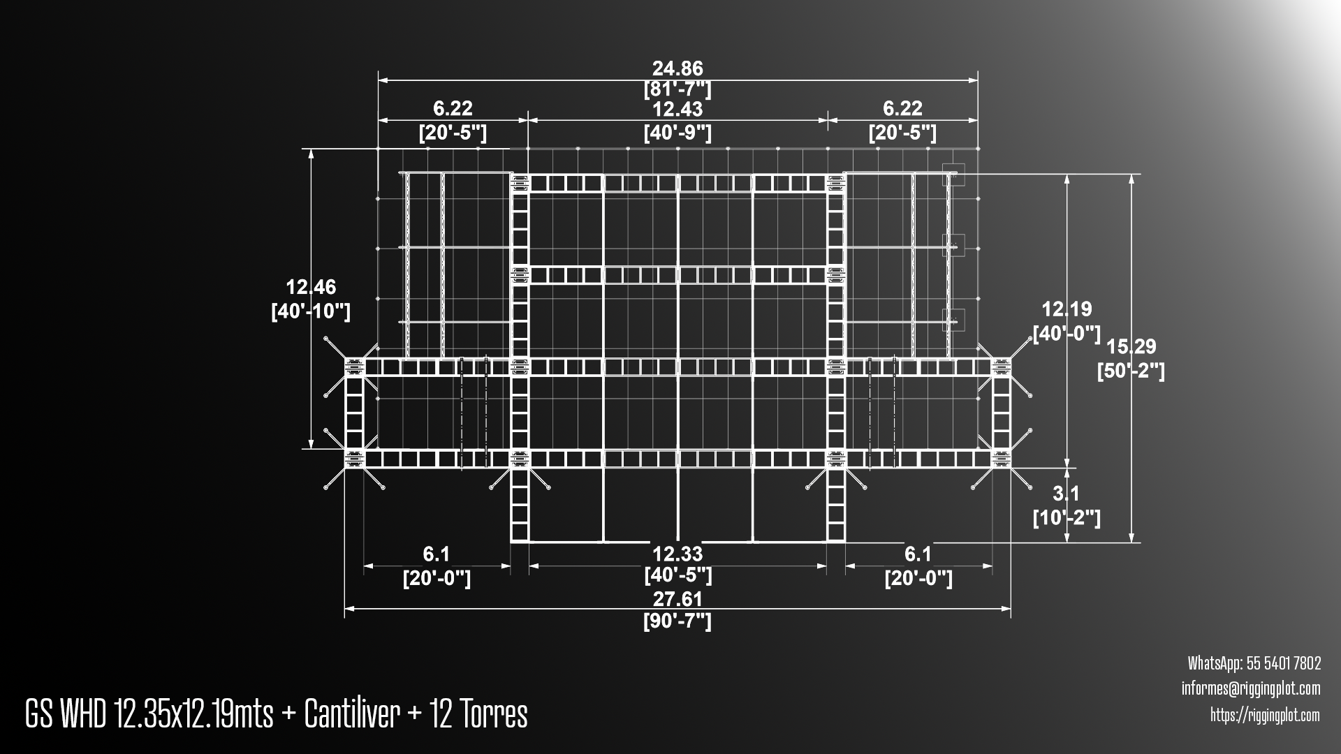 ficha tecnica ground support whd de 12.30x12.20mts cantiliver con 12 torres mexico
