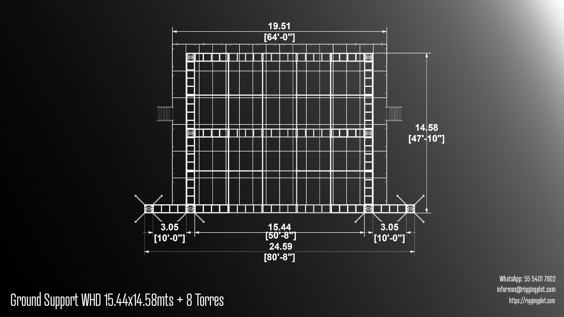 ficha tecnica ground support whd de 15.44x14.58mts con 8 torres mexico