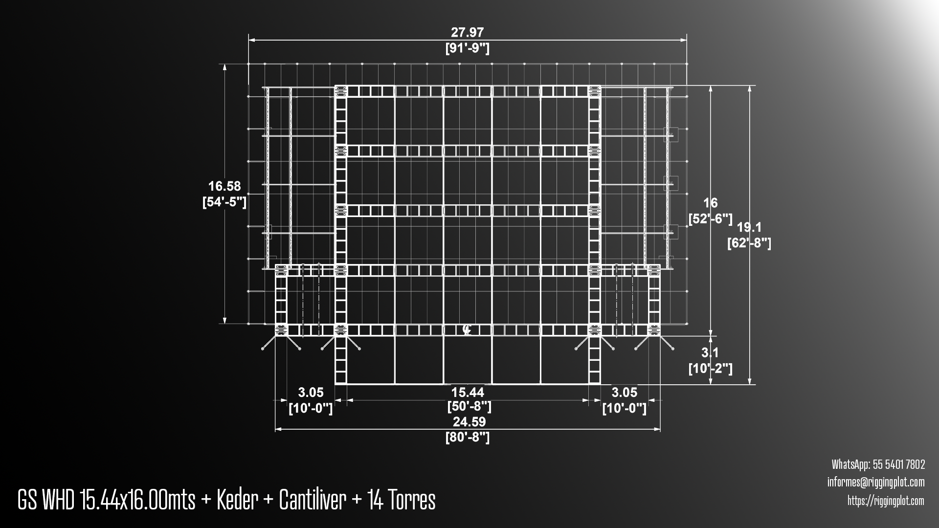ficha tecnica ground support whd de 15.44x16.00mts con keder y cantiliver de 14 torres mexico