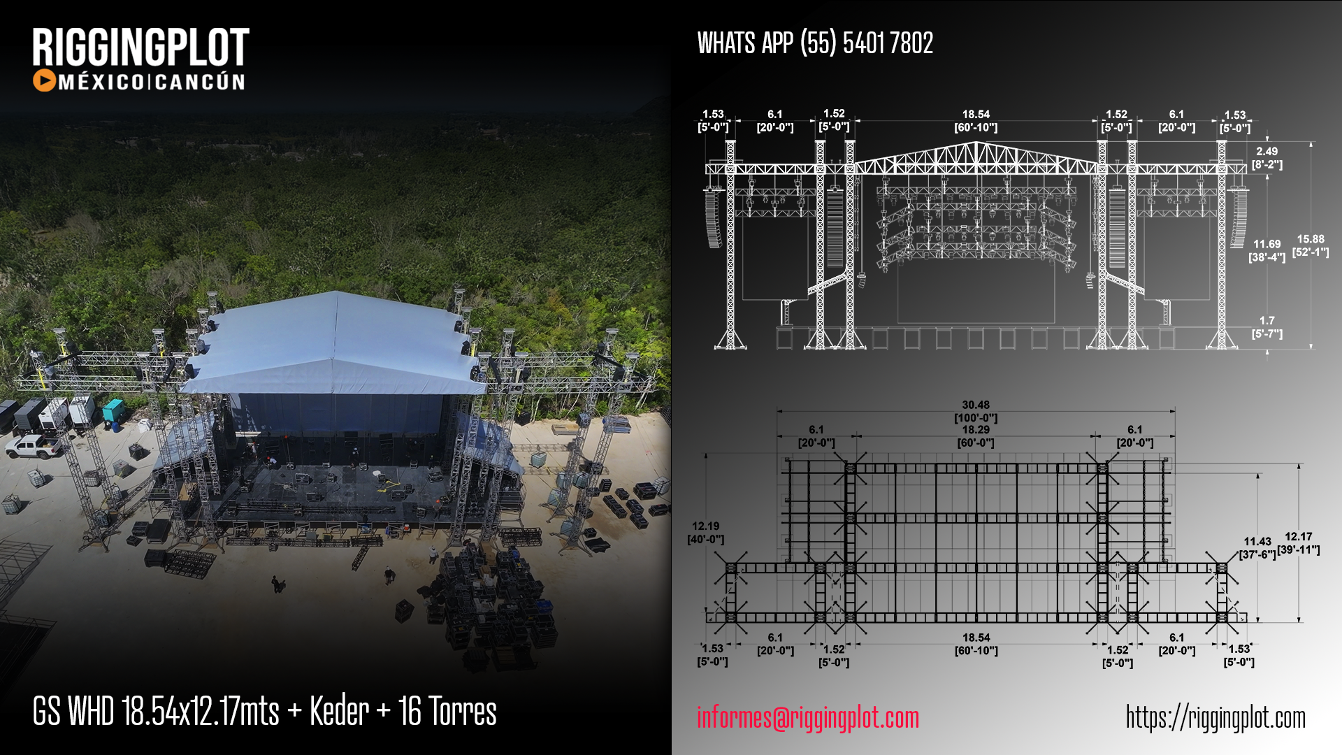 ficha tecnica ground support whd de 18.50x12.20mts con keder de 16 torres mexico