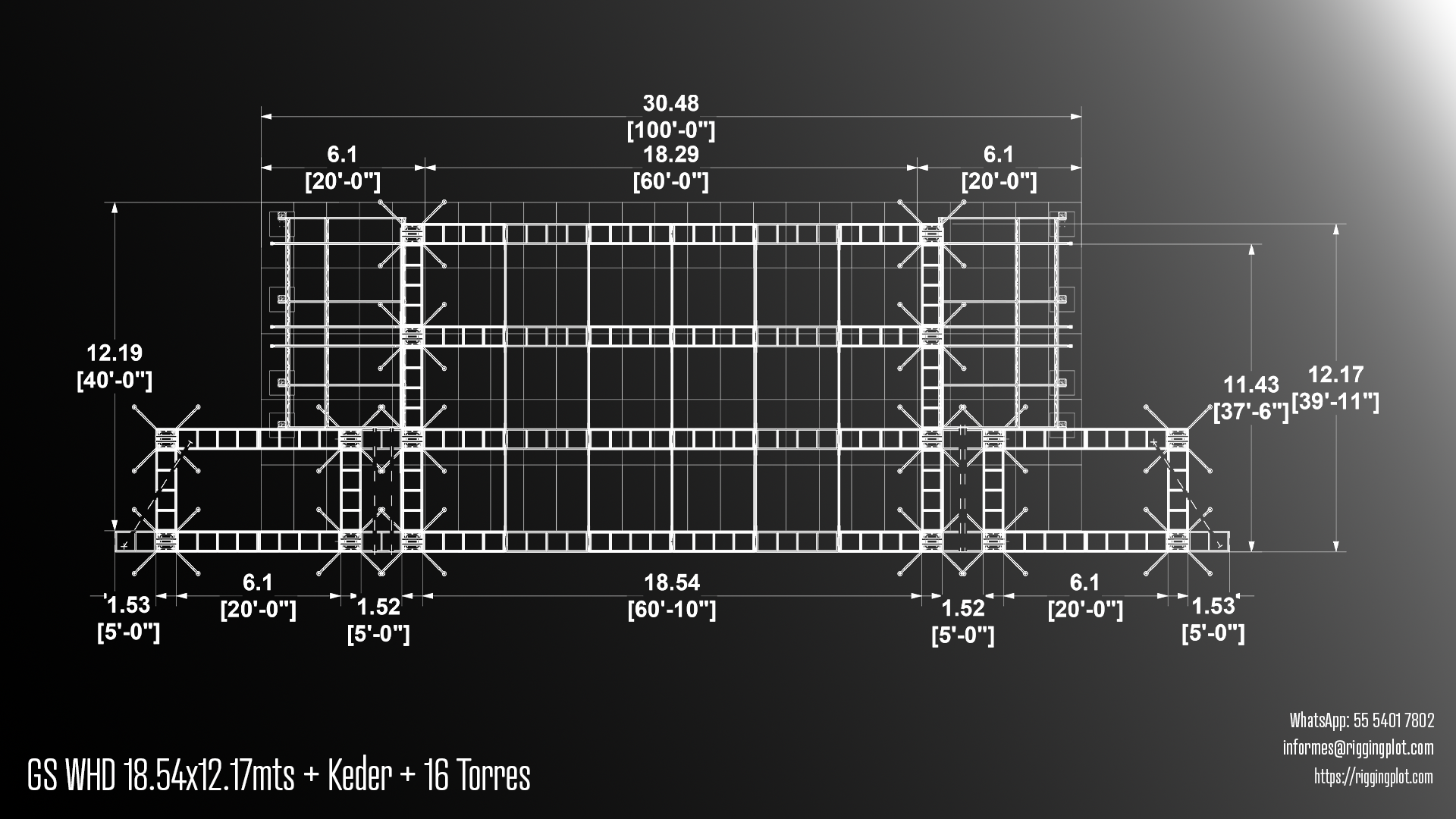 ficha tecnica ground support whd de 18.50x12.20mts con keder de 16 torres mexico