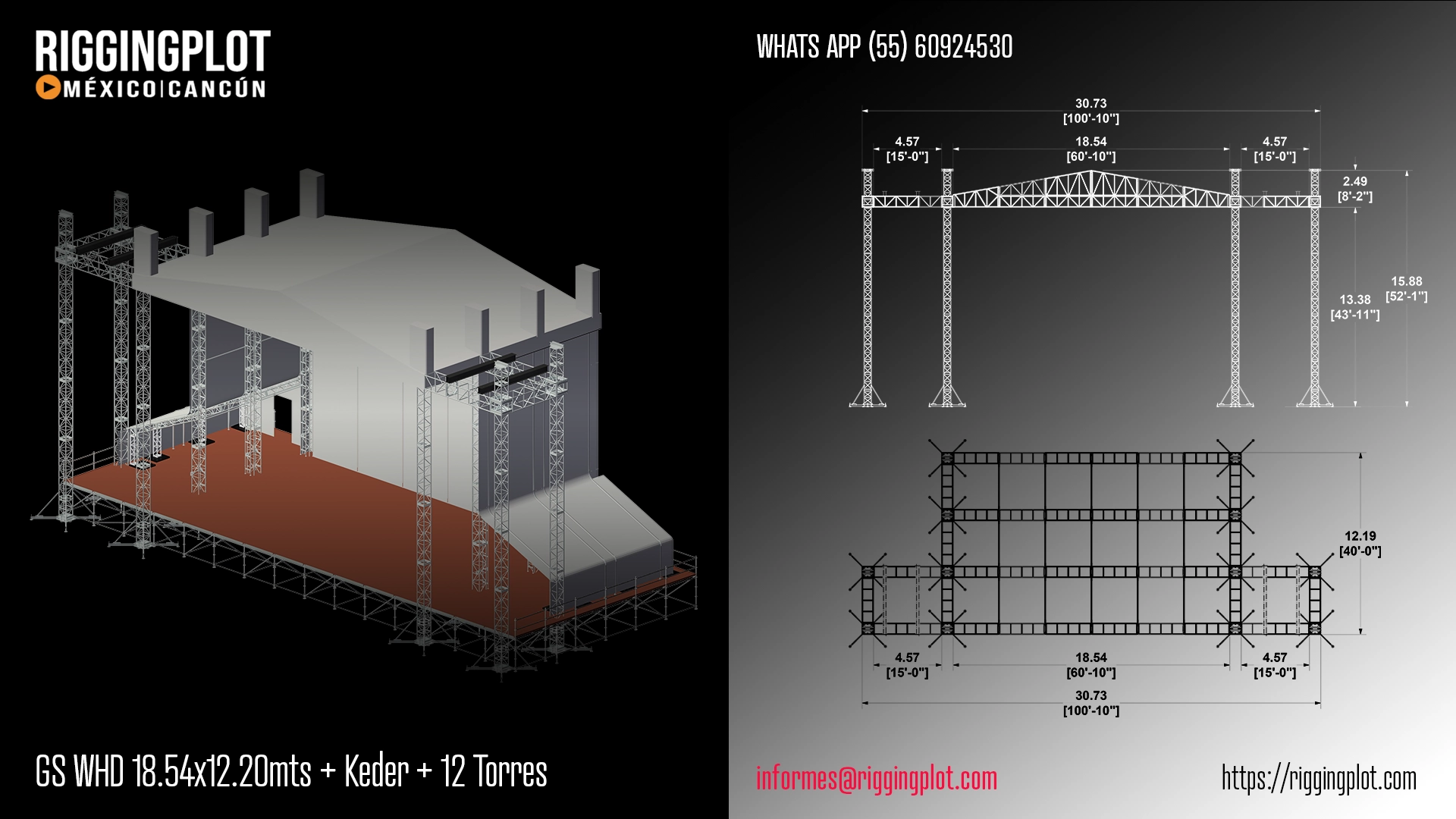 ficha tecnica ground support whd de 18.54x12.20mts con keder de 12 torres mexico
