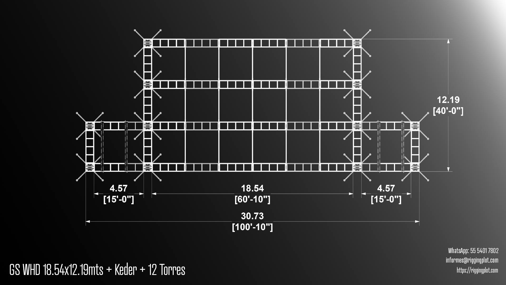 ficha tecnica ground support whd de 18.54x12.20mts con keder de 12 torres mexico