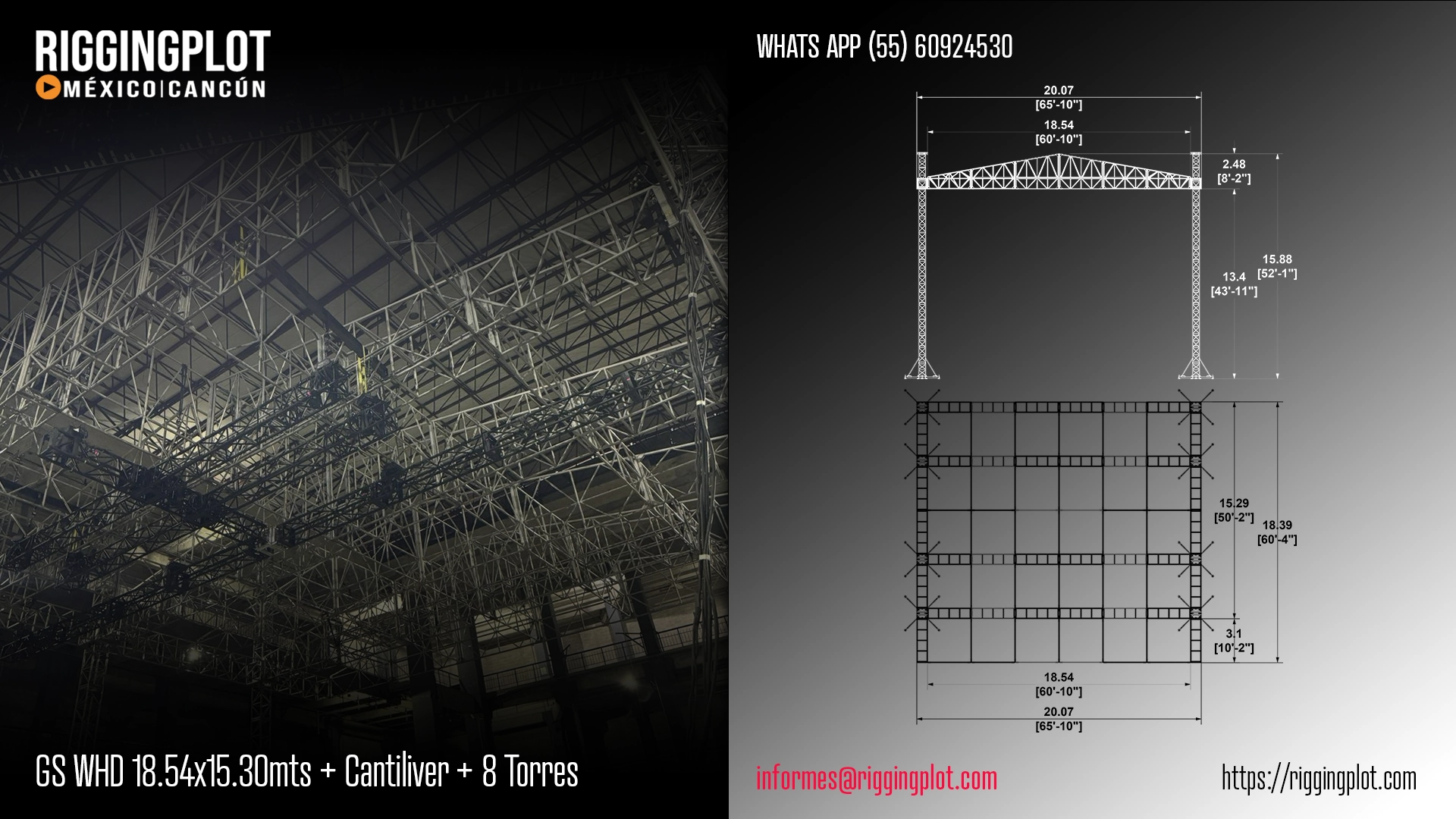 ficha tecnica ground support whd de 18.54x15.30mts con cantiliver de 8 torres mexico