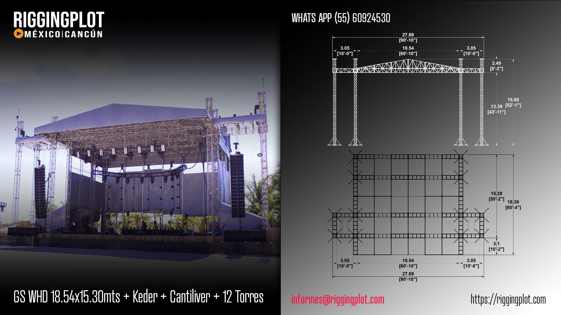 ficha tecnica ground support whd de 18.54x15.30mts con keder y cantiliver de 12 torres mexico