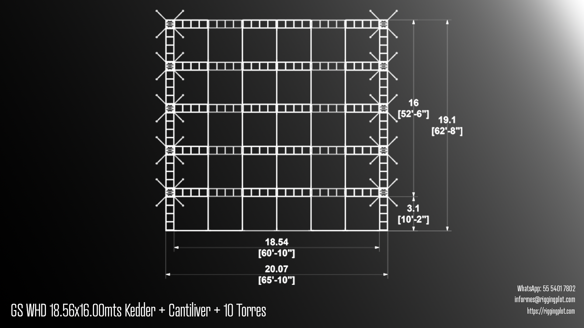 ficha tecnica ground support whd de 18.54x16.00mts con keder y cantiliver de 10 torres mexico