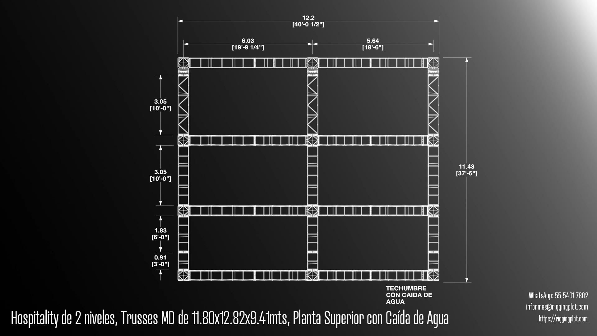 FICHA TÉCNICA HOSPITALITY MD DE 2 NIVELES 11.80X12.82MTS MÉXICO PLANTA SUPERIOR