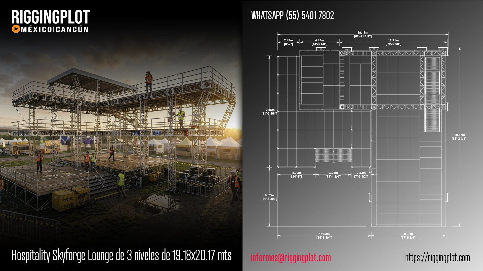 FICHA TÉCNICA HOSPITALITY MD DE 2 NIVELES MOV DE 15.57X11.30MTS MÉXICO