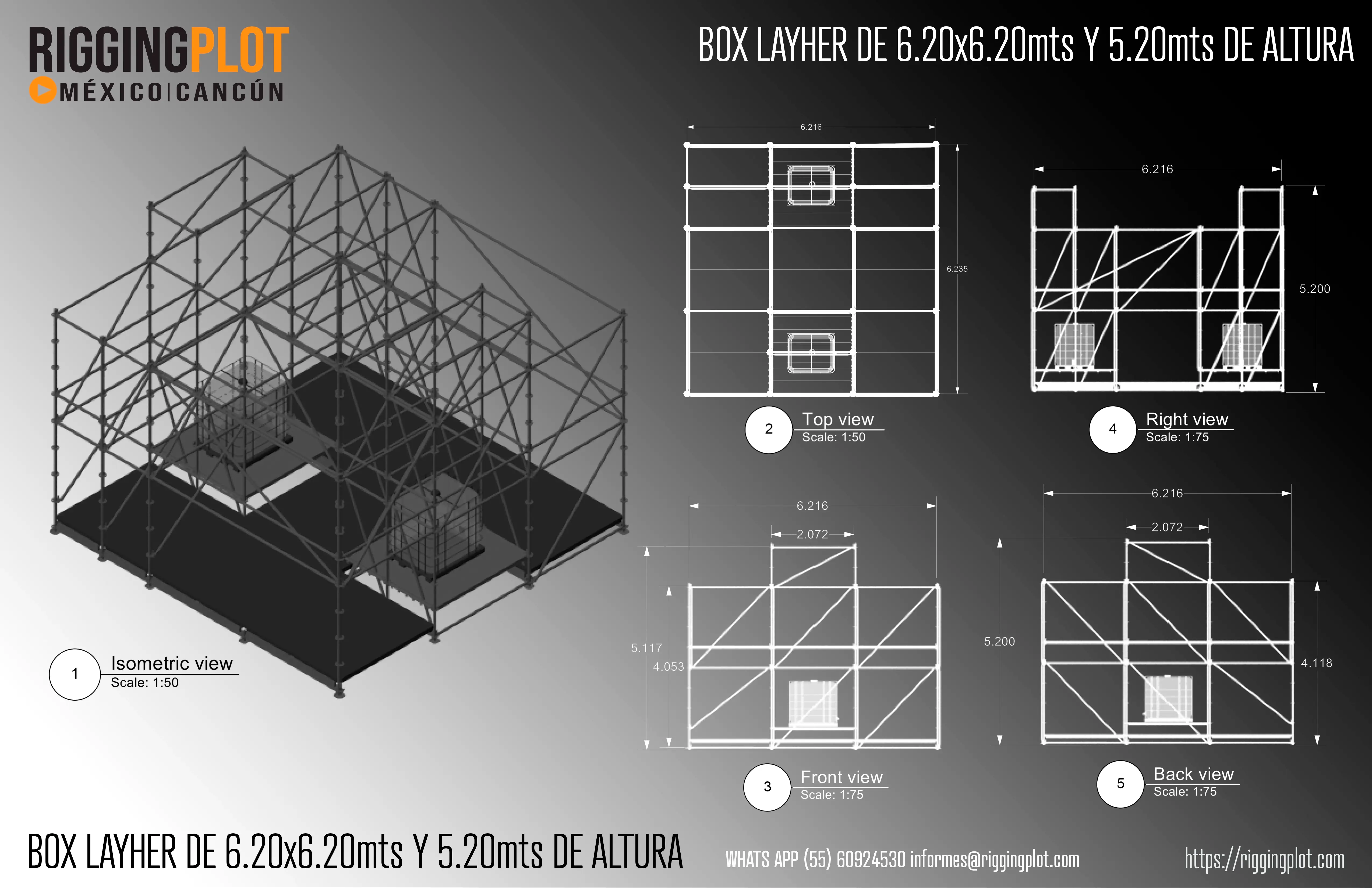 Puente Peatonal Layher claro 15.99 mts a 3.50 mts de alto