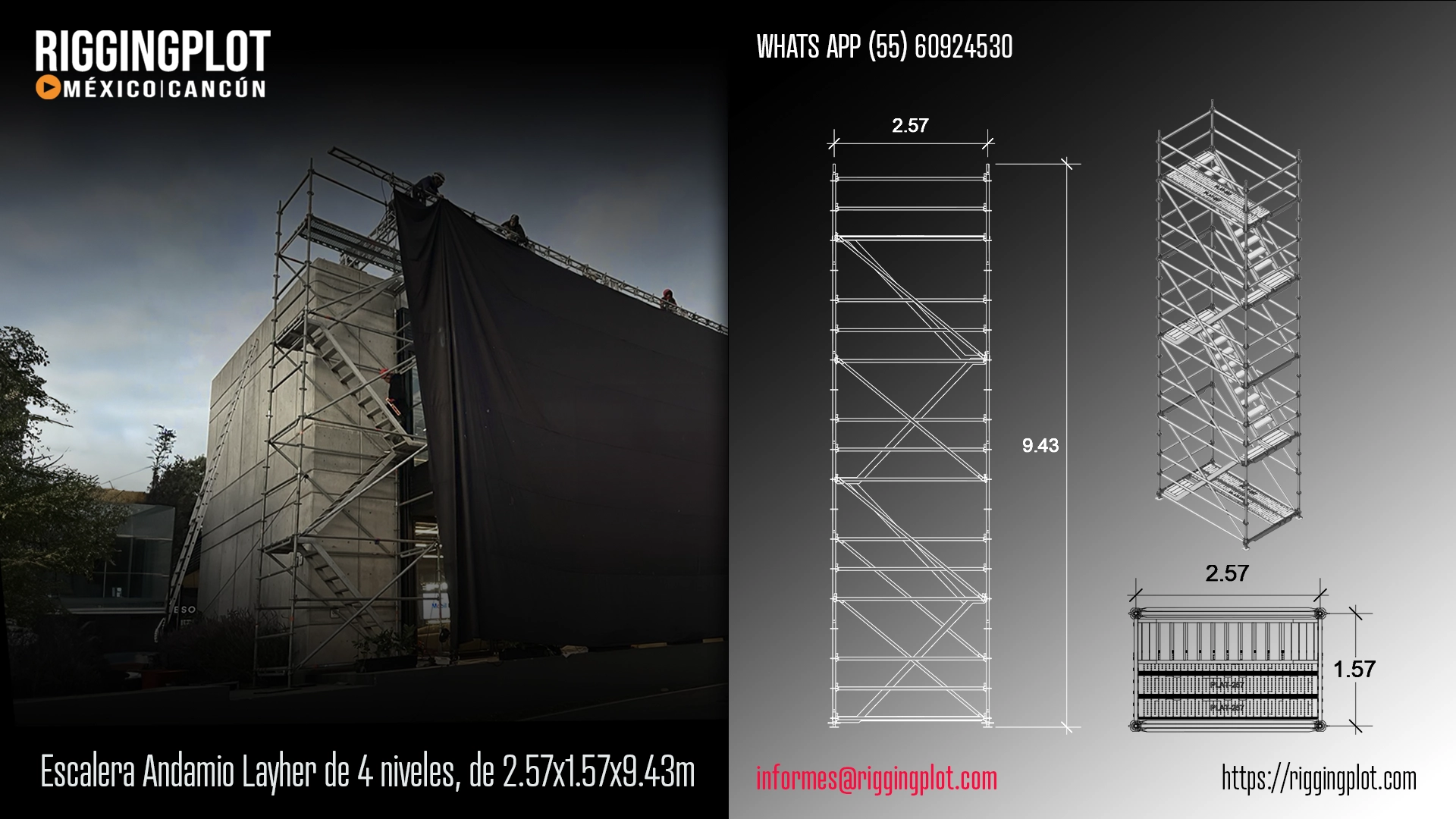 ficha tecnica layher escalera 4 niveles 2.57x1.57x9.43m mexico