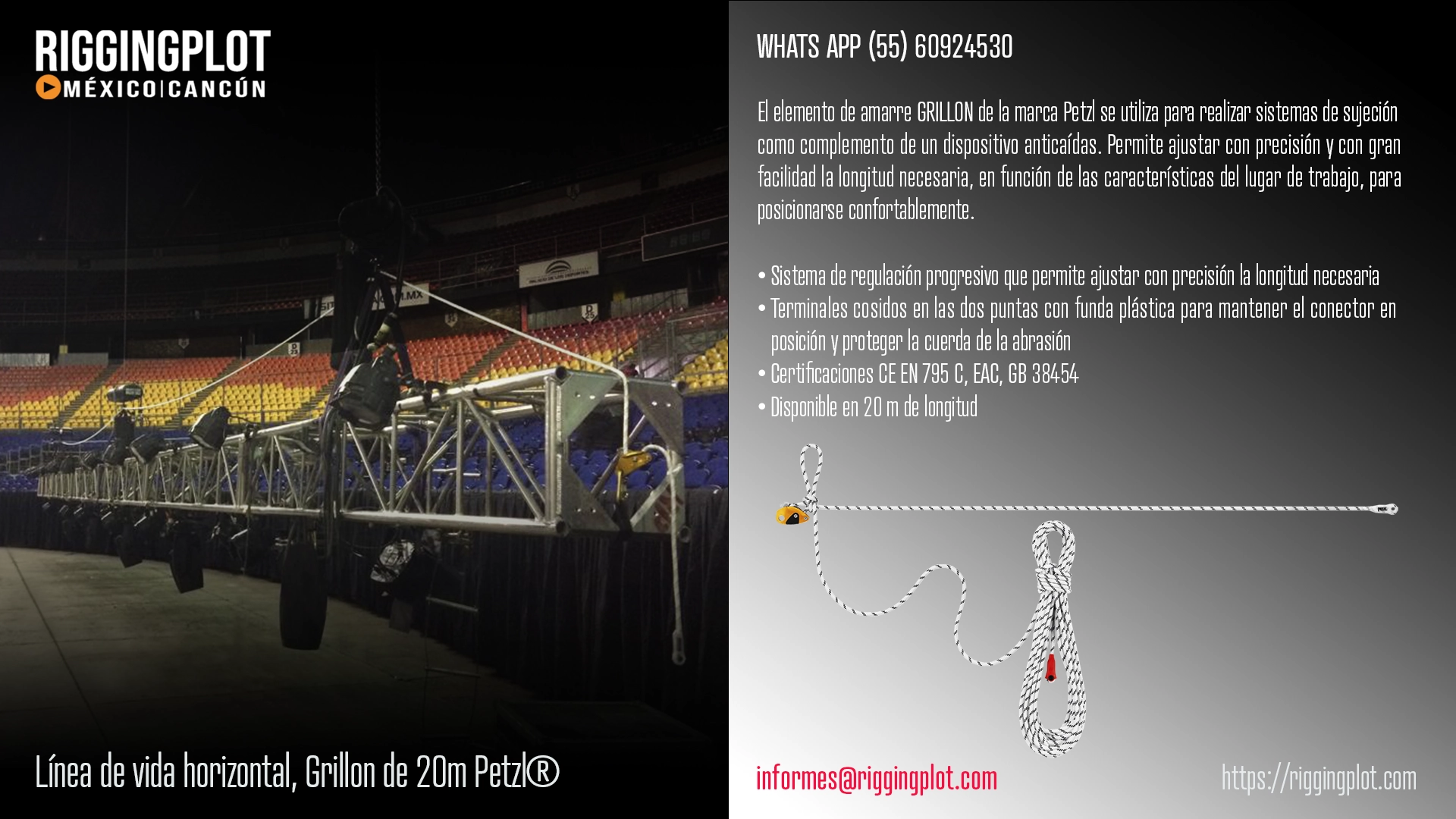FICHA TÉCNICA LÍNEA DE VIDA HORIZONTAL GRILLON PETZL MÉXICO